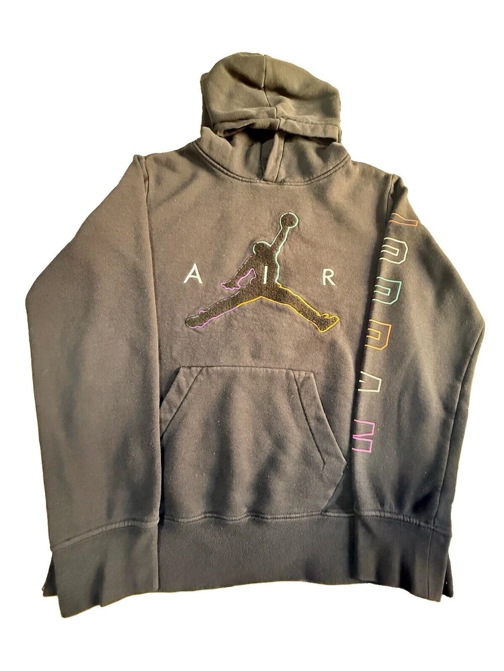 Jordan Air Jumpman Boys Pullover Hoodie Black Size L Fleece Pockets
